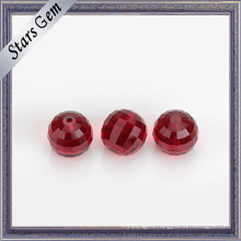 Deep Red Round Faceted Cut Glass Beads with Hole